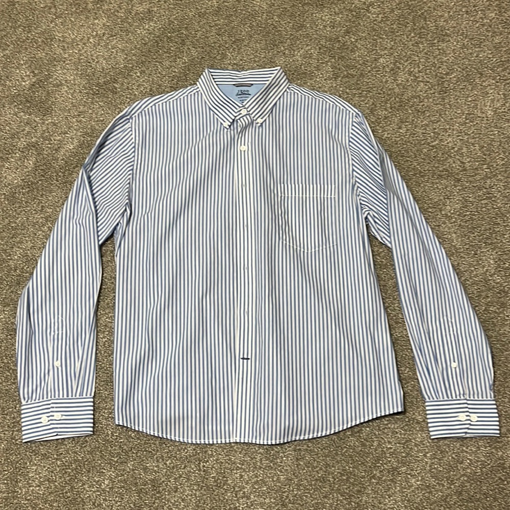 Izod slim fit blue/white stripe collars shirt